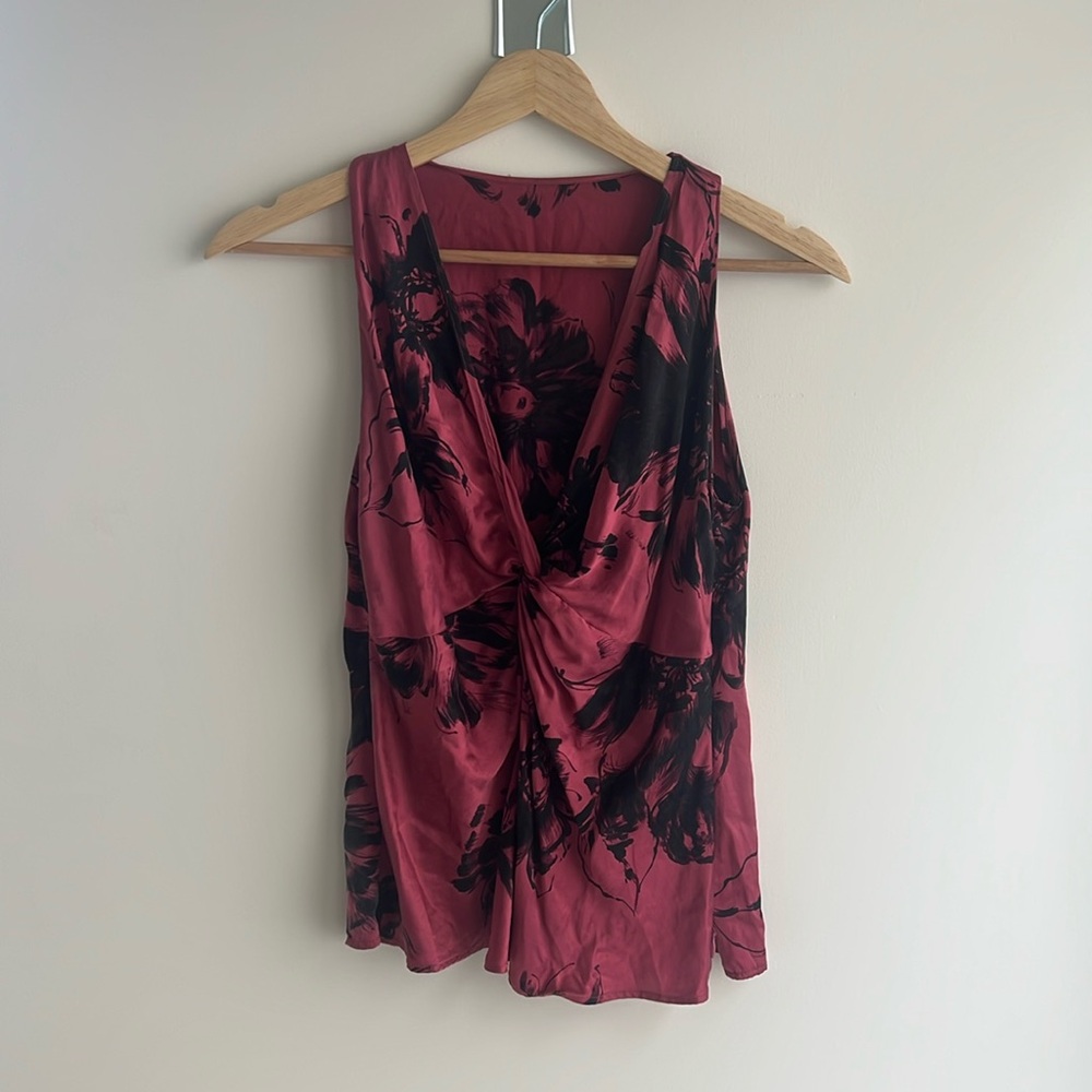 Floral silk sleeveless blouse